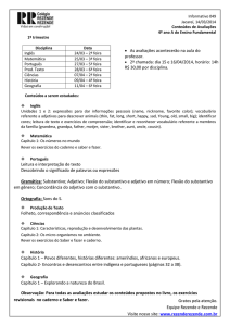 Informativo 049 Jacareí, 14/03/2014 Conteúdos de Avaliações 4º