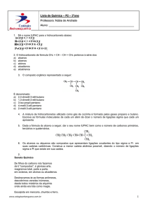 Lista de Química – P2 – 3°ano Professora: Núbia de Andrade Aluno