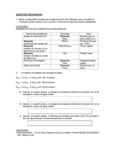 Gabarito - Química Discursiva - Unifal-MG
