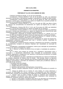 DOU 12/01/2001 GABINETE DO MINISTRO PORTARIA Nº 44, DE