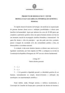 projecto de resolução n - Assembleia da República