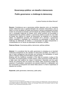 Governança pública: um desafio à democracia Public governance: a