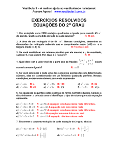 Exercícios resolvidos de equação 2º grau I