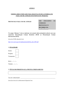 Formulário para submissão de projeto junto à CEUA