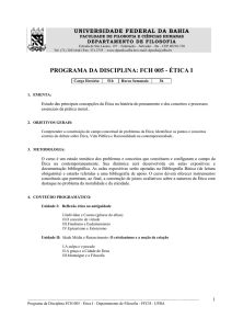programa da disciplina: fch 005 - ética i