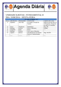 UNIDADE ILHOTAS - FUNDAMENTAL II DIA: 19/08/2016 – SEXTA