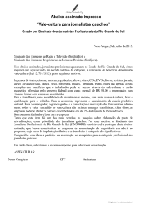 Abaixo-assinado impresso - Sindicato dos Jornalistas do RS