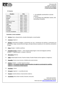 Informativo 040 Jacareí, 12/03/2014 Conteúdos de Avaliações 2ª