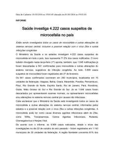 Saúde investiga 4.222 casos suspeitos de microcefalia no