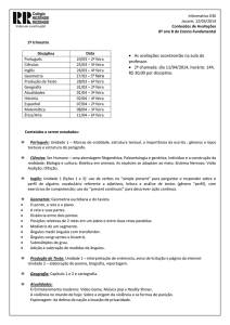 Informativo 036 Jacareí, 12/03/2014 Conteúdos de Avaliações 8º