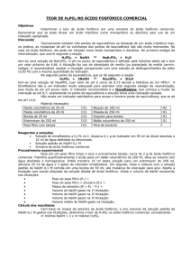 TEOR DE H3PO4 NO ÁCIDO FOSFÓRICO COMERCIAL Objetivos