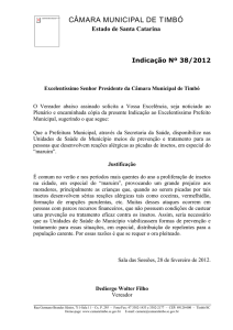 Indicação Nº 38/2012 - Câmara Municipal de Timbó