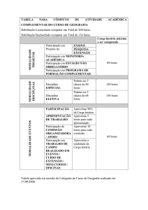 tabela para cômputo de atividade acadêmica complementar