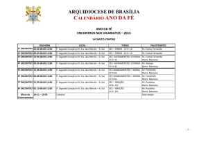 Cronograma geral para as - Arquidiocese de Brasília
