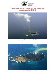 Ilha japonesa continua a crescer com lava emanada de erupção