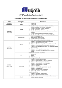 Calendário e conteúdo das avaliações bimestrais do 1º Bimestre 6º B