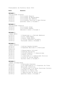Planejamento de História Geral 2012 Data: Assunto: UNIDADE 1