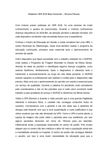 Relatório VER SUS Belo Horizonte – Simone Peixoto Com imenso
