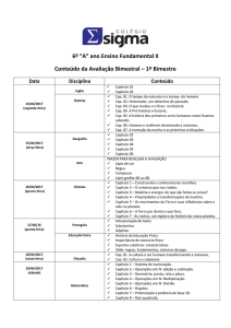 Calendário e conteúdo das avaliações bimestrais do 1º Bimestre 6º A