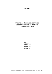 SENAC Projeto de Conclusão de Curso Desenvolvimento de Web