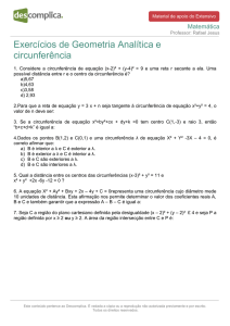 Exercícios de Geometria Analítica e circunferência