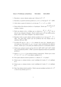Lista 3: Problemas aritméticos MA-224A 26/8/2010 1. Encontrar o