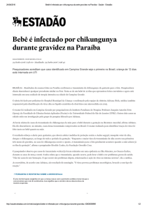 Bebê é infectado por chikungunya durante gravidez na Paraíba