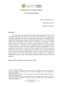 PPA 2012-2015: UMA ANÁLISE CRÍTICA GT nº5: Economia