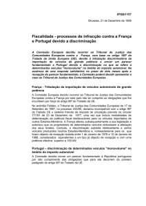 Fiscalidade - processos de infracção contra a França e