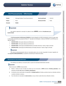 Boletim Técnico Pré-Processamento - Diferimento - TDN