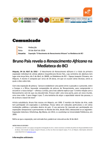 Bruno Pais revela o Renascimento Africano na Mediateca do BCI
