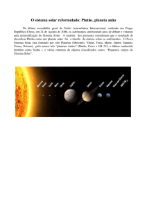 O sistema solar reformulado: Plutão, planeta anão - if
