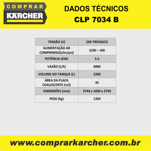 CLP 7034 B DADOS TÉCNICOS - Comprar Karcher