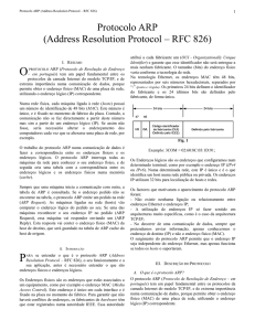 Protocolo ARP (Address Resolution Protocol – RFC 826)