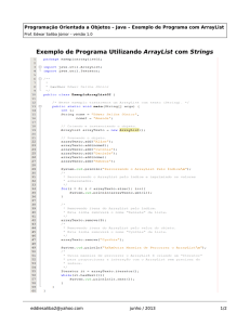 Java - Exemplo de Um Programa Simples Utilizando ArrayList com