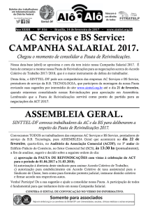 AC Serviços e BS Service: CAMPANHA SALARIAL 2017 - Sinttel-DF