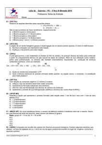 Lista de Química – P2 – 3°Ano III Bimeste 2014 Professora: Núbia
