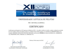 Certificamos participação no XII Congresso de Medicina UCPel