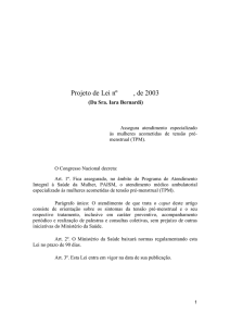Projeto de Lei nº , de 2003