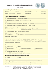 formulário de notificação de anafilaxia