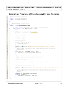 Java - Exemplo de Um Programa Simples Utilizando ArrayList com
