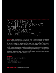INTERNET BASED START-UP AND BUSINESS