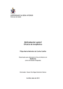 Helicobacter pylori - Faculdade de Ciências da Saúde