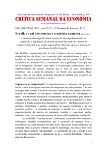 CRÍTICA SEMANAL DA ECONOMIA Brazil: o real desvaloriza e a
