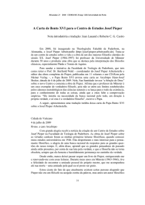 A Carta de Bento XVI para o Centro de Estudos Josef Pieper