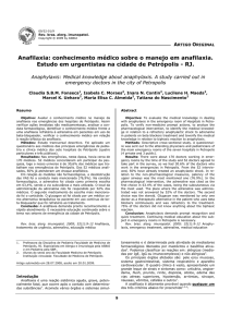 Anafilaxia: conhecimento médico sobre o manejo em anafilaxia