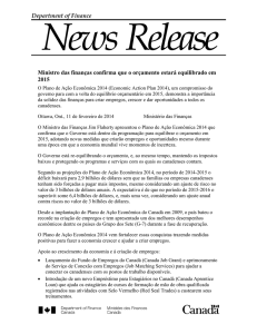 Finance News Release / Communiqué Finances (Ver