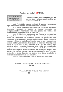 Projeto de Lei nº 04/2016. - Câmara Municipal de Uruguaiana