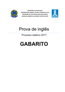 prova ingles final 2017 GABARITO