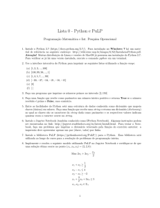 Lista 0 - Python e PuLP - ICMC